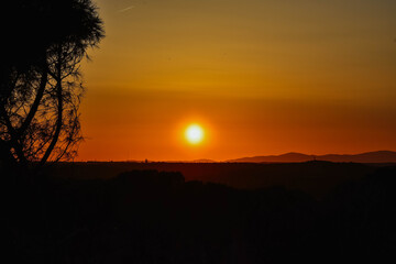 Orange lights with sunset