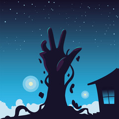 Obraz na płótnie Canvas halloween background with zombie hand