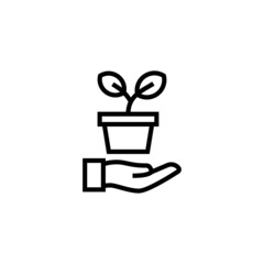 Naklejka na ściany i meble Plant Pot Icon in black line style icon, style isolated on white background