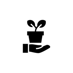 Fototapeta na wymiar Plant Pot Icon in black flat glyph, filled style isolated on white background