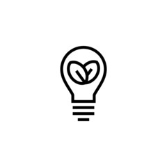 Eco bulb Icon  in black line style icon, style isolated on white background