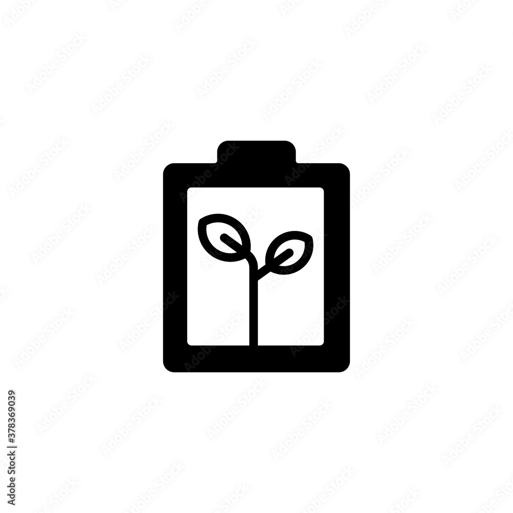 Canvas Prints Eco battery Icon in black flat glyph, filled style isolated on white background