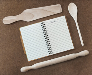recipe book and utensils