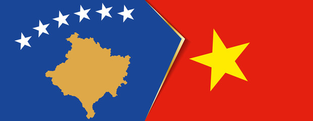 Kosovo and Vietnam flags, two vector flags.