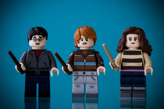 Lippstadt - Deutschland 15.9.2020 Lego Minifigure Harry Potter, Hermine Granger Und Ron Weasley