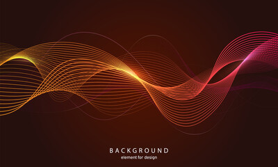 Abstract wave background. Element for design. Digital frequency track equalizer. Stylized line art. Colorful shiny wave with lines created using blend tool. Curved wavy line smooth stripe Vector