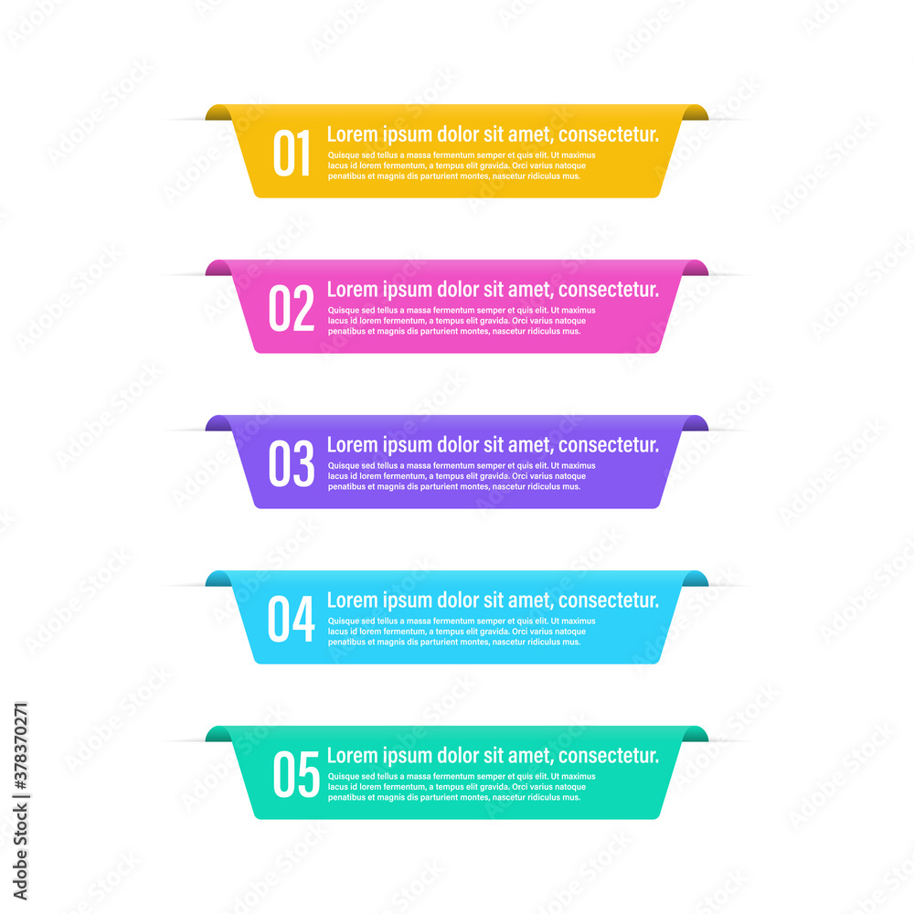 Poster infographic banner lapel steps. vector isolated elements. numbers 5 options or steps. vector infogra
