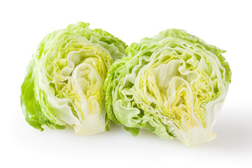 Fresh iceberg letuce isolated on white background with clipping path