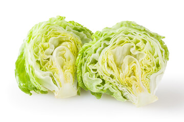 Obraz premium Fresh iceberg letuce isolated on white background with clipping path