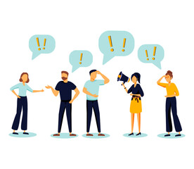 Vector illustration of people communication in search of ideas, problem solving, use in web projects and applications