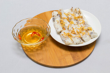 Banh cuon, vietnamese steamed rice noodle roll, vietnamese popular breakfast food