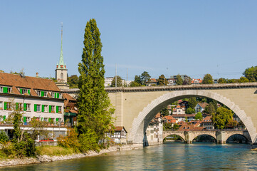 Bern, Nydeggkirche, Nydegg, Nydeggbrücke, Untertorbrücke, Aare, Fluss, Altstadt, Stadt,...