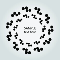 Black curvy halftone dotted stripes in vortex form. Geometric art. Trendy design element for frame, logo, tattoo, sign, symbol, web, prints, posters, template, pattern and abstract background