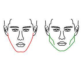 Silhouette of a male face on a white background. Correction of the face shape. Vector illustration. © alina_polina