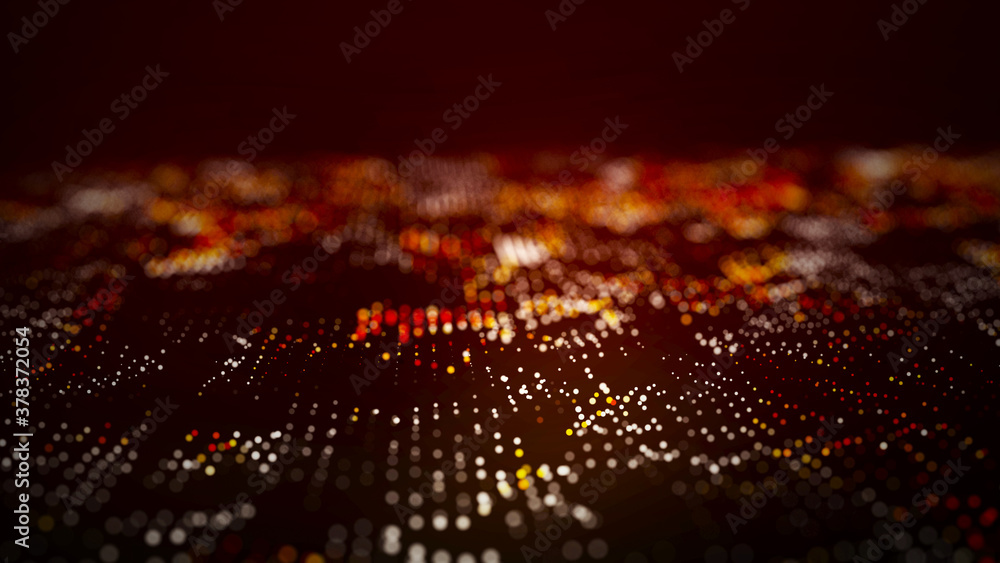 Poster abstract fire background with a dynamic wave. wave of particles. futuristic technology. fire flying 