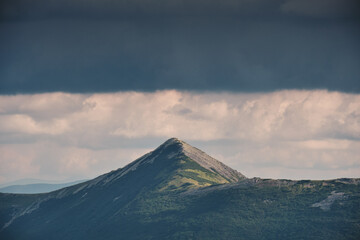 Obraz premium Gorgany ridge in Ukraine Carpathians Mountains. Summer sunny day. Sivulya and Icrovec mountains.