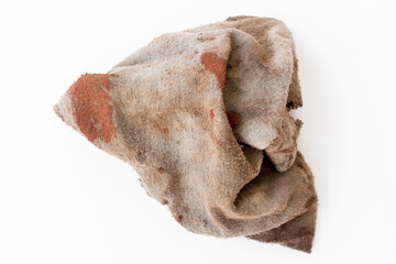 Dirty rag isolated on white background.