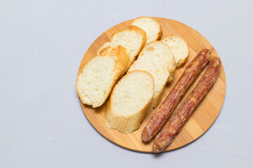 Indochina side dish bread with fermented pork sausage and chinese sausage