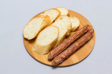 Indochina side dish bread with fermented pork sausage and chinese sausage