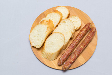 Indochina side dish bread with fermented pork sausage and chinese sausage