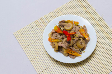 fried beef with chilli and tubers, cuisine Vietnam