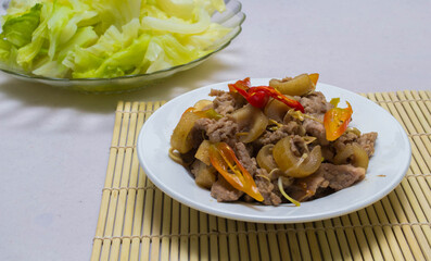 fried beef with chilli and tubers, cuisine Vietnam