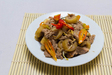 fried beef with chilli and tubers, cuisine Vietnam