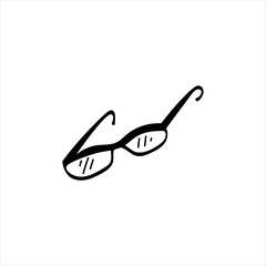 Eyeglasses. Doodle element. Hand-drawn glasses. Simple vector sketch illustration isolated on a white background