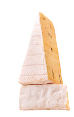 studio shot of cheese brie isolated on a white background.