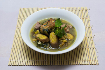 banana tofu braised snails . Ingredients: green banana, snail, tofu, pork, vegetables sub , vietnam...