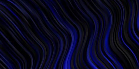 Dark BLUE vector pattern with curved lines. Colorful abstract illustration with gradient curves. Best design for your ad, poster, banner.