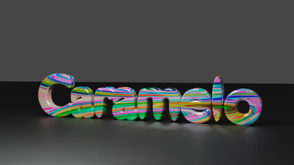 caramelo texto en tres d colores