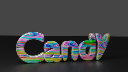 candy text in three d colors
