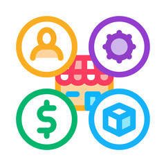 shop manager work and delivery icon vector. shop manager work and delivery sign. isolated contour symbol illustration