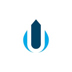 simple waterdrop u logo © barokah1