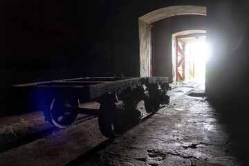Old abandoned bunker in the woods. Military Fort. powder warehouse, Vladivostok, Russia.
