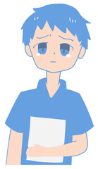 悲しい顔で涙を浮かべている資料を持つ看護師