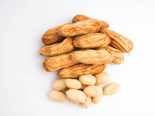 Peanuts seeds isolated on white background.