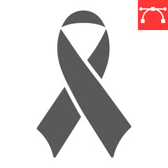 Worlds AIDS day glyph icon, aids and hiv, red ribbon sign vector graphics, editable stroke solid icon, eps 10.