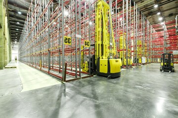 front loaders inside the warehouse