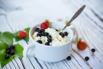 fresh homemade cottage cheese with summer berries