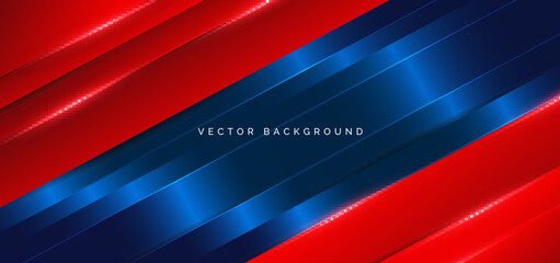 Abstract template blue and red stripes with red neon light with copy space for text. technology concept.