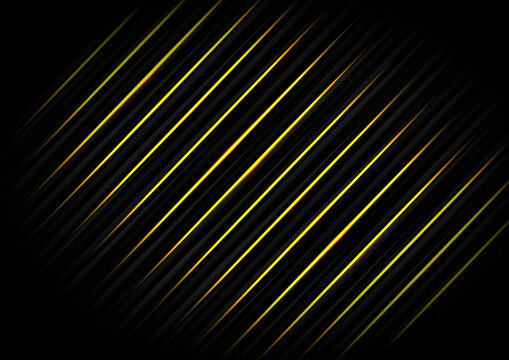 Abstract template diagonal black striped line backgroune texture with yellow light neon.