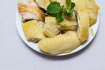 Amazing of Vietnamese food for Tet holiday in spring, it is traditional food on lunar new year: Banh chung, Boiled chicken, pickled onions, spring rolls ...