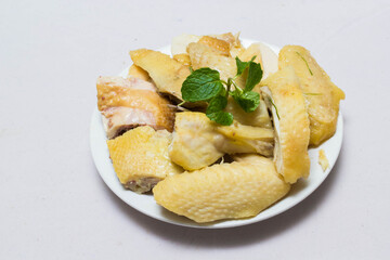 Amazing of Vietnamese food for Tet holiday in spring, it is traditional food on lunar new year: Banh chung, Boiled chicken, pickled onions, spring rolls ...