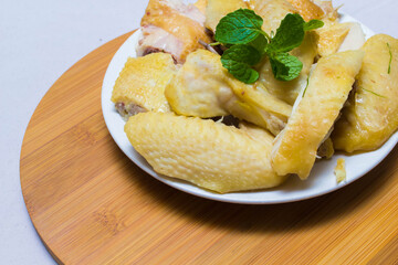 Amazing of Vietnamese food for Tet holiday in spring, it is traditional food on lunar new year: Banh chung, Boiled chicken, pickled onions, spring rolls ...