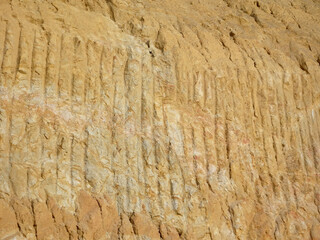 Erosion at ground and slopes is caused by rainfall. The soil structure is weak and there are landslide. Safety measure has been taken in some area.