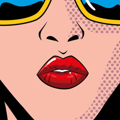 sexy woman lips, pop art style