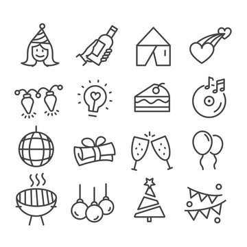 Simple set of party icon isolated. Holiday concept modern outline on white background