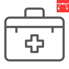 Obraz premium First aid kit line icon, emergency and medical bag, first aid box sign vector graphics, editable stroke linear icon, eps 10.